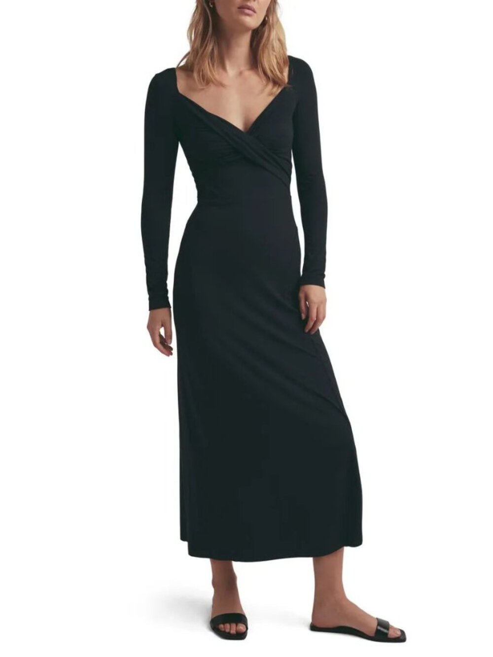 New Favorite Daughter Rosie Cross-Front Jersey Maxi Dress Black XL $228